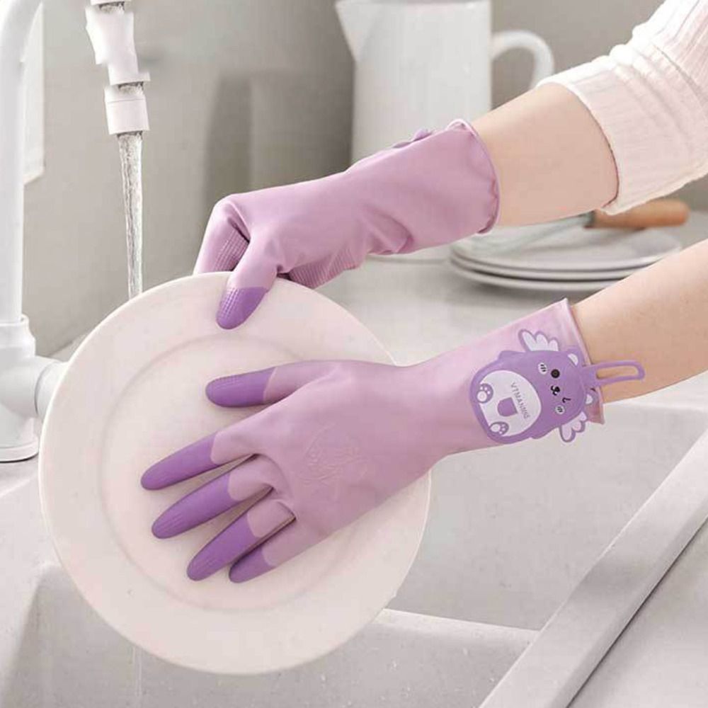 Rubber Glove Cleaning - 1 Pair Non-Slip Dishwashing Gloves Lengthen